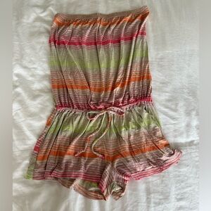 Lucky Brand Adorable Striped Shorts Romper/ coverup, LIKE NEW!